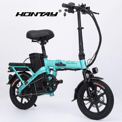 China Aluminum Alloy electric bike foldable folding city electric bicycle moped with pedals e-bikes 14 zoll 48volt 250w 14 inch wheel ebike for sale for sale