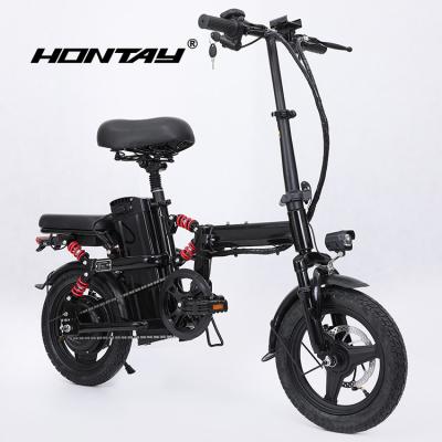 China High Carbon Steel electric bicycle for adult foldable full suspension folding 250w charging e bike 2 seat electric bike with rear seat for sale