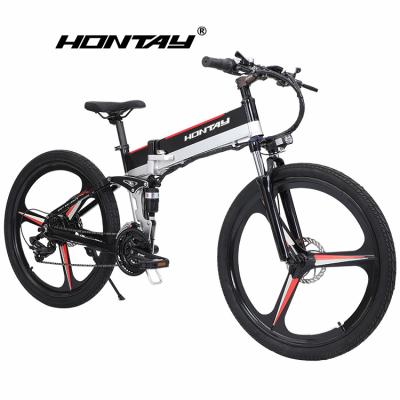 China 6061 Aluminum Alloy 2023 electric dirt bike sports design big tires pedal assist moped mtb foldable folding electric mountain bike full suspension for sale