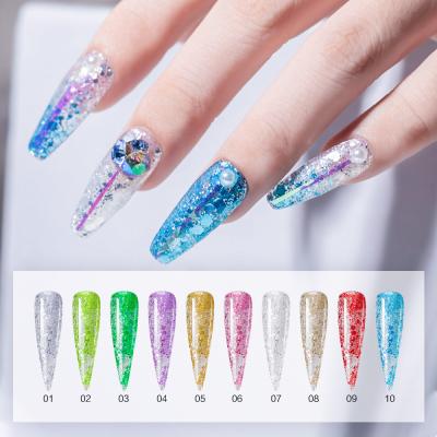 China Free Shipping Healthy Raw Semi Permanent Reflective Nail Art Glitter Gel Polish Materils Shipping Vacation Nail Paint Sequins for sale