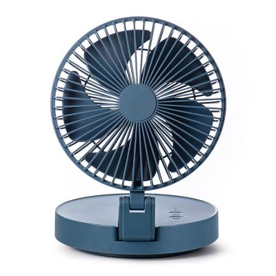 China 2022 New Arrival Air+LED Light Usb Rechargeable Electric Desk Fan Small Portable Folding Cooling Fan With Lamp for sale