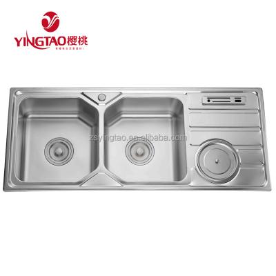 China Without Faucet SS 201 120 50 Popular Models Triple Bowl Stainless Steel Sinks , Vietnam Kitchen Sinks for sale