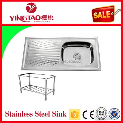 China Without Faucet Layon Side Finish 1 Bowl 1 Drainer Bracket , Kitchen Sink Rack Stainless Steel for sale