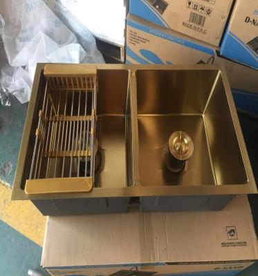 China With Golden Faucet 304 Stainless Steel Sink NANO 820x450x230mm for sale