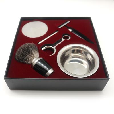 China Custom JDK Logo Beard Grooming Kit Shave Shaving Brush Shaving Brush Razor for sale