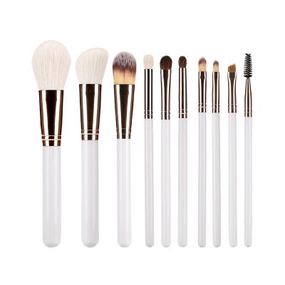 China Angular Blush JDK Private Label Synthetic Hair 10pcs Makeup Set Brush Beauty Tool Hot Selling Cosmetics Brushes White Color for sale