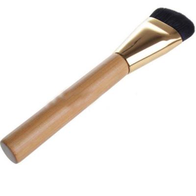 China Aluminum Natural Bamboo Handle Cosmetic Makeup Powder Blush Face Brush for sale