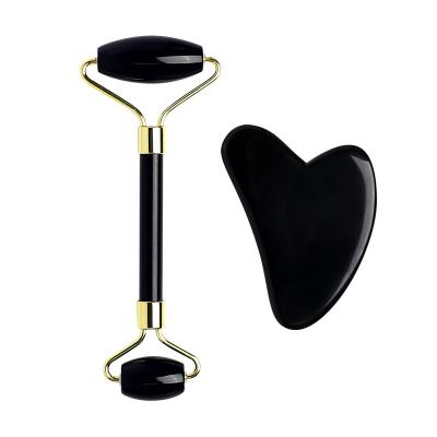 China Hot Black Color 2pcs Jade Roller UK Best Sellers Face Lift Jade Face Lift Massage Roller Face Lift for sale