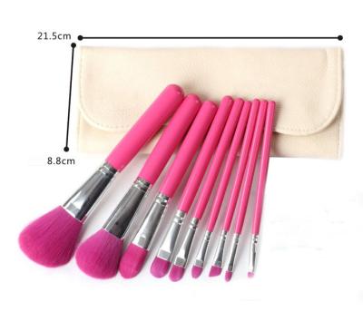 China Angular Blush OEM 9pcs Handle Makeup Brush Set Wood Cosmetic Brush Set for sale