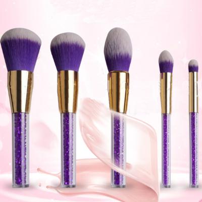 China Angular Blush New Arrived Diamond Makeup Make Up Tools 5pcs Violet Glitter Makeup Brush Set Custom Logo Make Up Brushes for sale