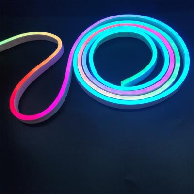 China Outdoor 8*13mm 12V 96 Led Neon Light IP67 Led Strip 16703 IC DIY Decor RGB Addressable Silicon RGB LED Flex Neon Light for sale