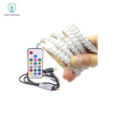 China 1M WS2812B 144LEDs RGB Copper Full Color Non-waterproof Strip Light with 17 Keys DC5V Remote Control for sale