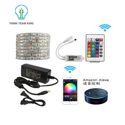 China 10m Copper Waterproof 5050 WiFi RGB LED Strip Light Controller Set Enable with Alexa Smart Phone Remote Control for sale