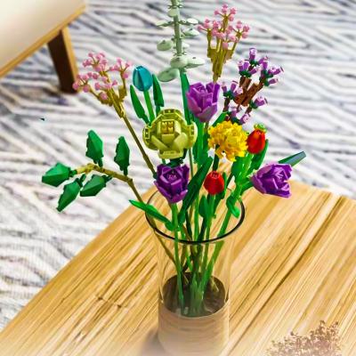 China DIY TOY Pan Lowes 655001-655002 Bouquet Decoration Immortal Model Building Blocks for DIY Girls Flower Gift for sale