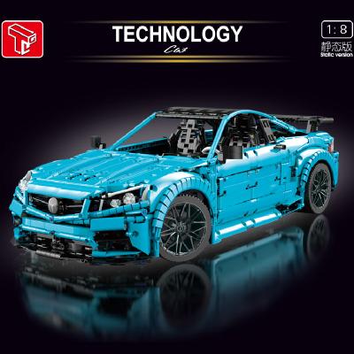 China DIY TOY Tai Gao Le T5002 C63 Technology Machinery 1:8 Sports Car Blue Building Block Model Kids Toy Gift for sale