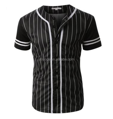 China Antibacterial Custom Button Down Plain Black V Neck Baseball Jersey for sale