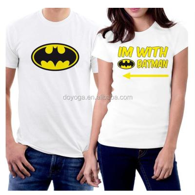 China Custom Wholesale Anti-Shrink Hot Sale Silk Screen Printing Couple Tee for sale