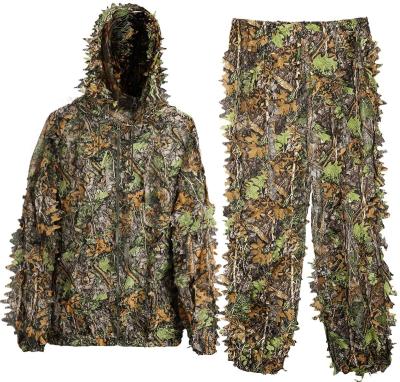 China Multi-use Custom Woodland Camouflage Ghillie Suit 3D Leaf Hunting Sniper Camouflage Ghillie Suits for sale