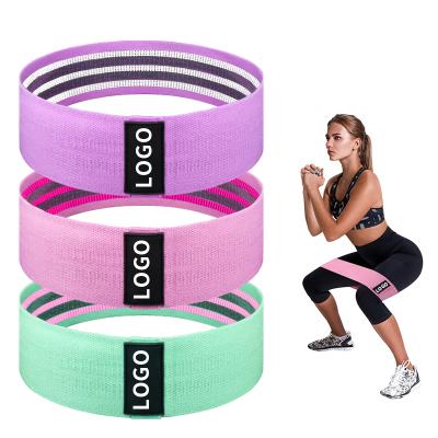 China Wholesale Hip Yoga Gym Exercise Fitness Logo Body Fit Set Custom Elastic Non Slip Fabric Booty Resistance Band Set for sale