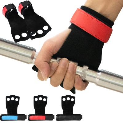 China Non-slip Workout Cross Training Gloves Leather Gym Pull Up Weightlifting Hand Grips for sale