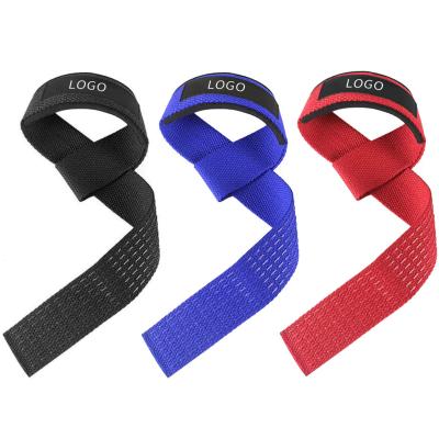 China Wholesale Comfortable Sports Logo Powerlifting Training Wrist Straps Custom Made Fitness Weightlifting Straps With Non Slip Flex Gel Grip for sale