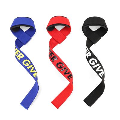 China Custom Printing Weight Lifting /Exercise Logo Adjustable Gym Fitness Weight Lifting Straps Bodybuilding Workout Wrist Straps for sale