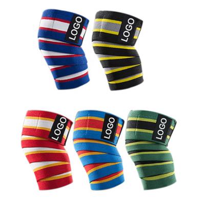 China Breathable Custom Color Powerlifting Weightlifting Knee Wraps For Compression Weightlifting Knee Pad Wraps for sale