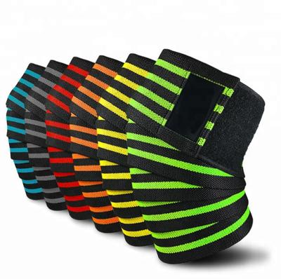 China Breathable Custom Elastic Heavy Duty Fitness Weightlifting Knee Wraps Powerlifting for sale