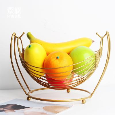 China Nordic Minimalist Home Bowl Holder Metal Wire Food Organization Storage Kitchen Hanging Fruit Basket for sale