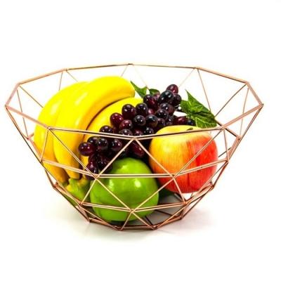 China Best Price Viable High Quality Rose Gold Sliver Powder Coated Iron Fruit Bowl Basket Stand for sale