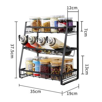 China Viable Foldable Organizer Spice Rack Stainless Steel Shelf Rack Kitchen Countertops Seasoning Storage Rack for sale