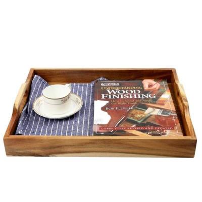 China Hot Selling Wholesale Housewares Acacia Wood Square Breakfast Serving Tray With Handles for sale