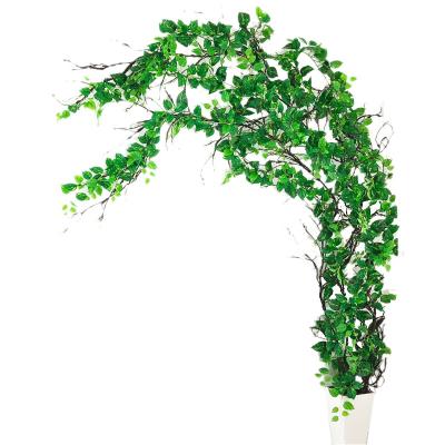 China Minimalist simulation leaves tree vine leaves water pipe rattan vine home decoration plant wall green aritificial leaves for sale