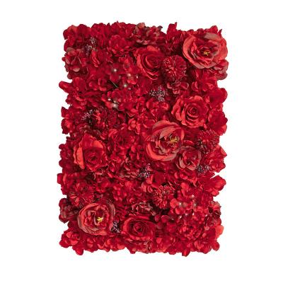 China New rustic hotel background decoration rose silk plastic simulation plastic weeding row grid peony hydrangea flower artificial flower for sale