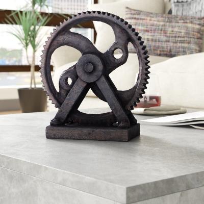 China Art Sculpture Resin Gear Folk Ornament Decoracion Del Hogar Home Decoration Rusty Gear Sculpture Resin Craft for sale