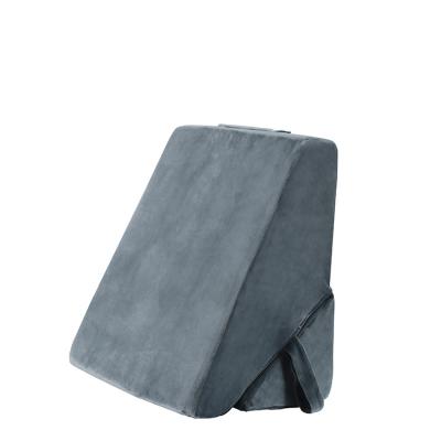 China Amazon Best Selling Gray Folded Velvet Ployester Memory Foam Wedge Pillow for sale