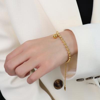 China New CLASSIC INS Retro Light 18K Steel Ball Bracelet Round Ball Stainless Steel Bracelet Luxury Simple Gold Plated Geometric Pendant Gift for sale