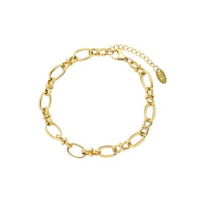 China CIS Chain Bracelet Simple Popular Custom Thick Soft CLASSIC 18K Gold Plated Titanium Steel Bracelets Womens Fashion Jewelry for sale