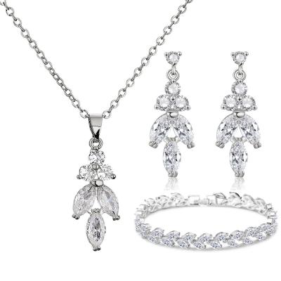 China Manufacturer CLASSIC Wholesale Women's Gift Necklace Hand Jewelry Earrings Jewelry Set Exquisite Micro Sets Zircon Bride Accessories for sale