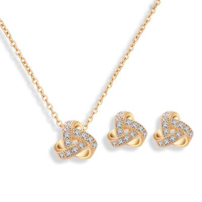 China CLASSIC Fashion Simple Triangle 18K Small Gold Plated Inlaid Necklace Earring Sets With AAA Zircon Jewelry Sets Exquisite Women Gift for sale