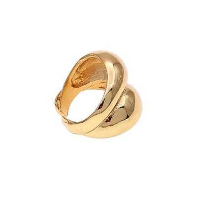 China Hiphop 2022 New Cool Exaggerated Personality Index Finger Rings Women's Gifts 18k Gold Plated Tide Plain Ring Copper Ring Wholesale for sale