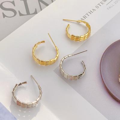 China Fashion Women's Multilayer 18K Gold Plated Needle Hoop Earring S925 Gold Plated Silver Jewelry Korean CLASSIC High Quality for sale