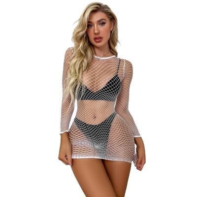 China Sexy Net Lingerie Long Sleeve Net Dress Underwear Bodystockings Baby - Doll Mesh Dress Sexy Stockings for sale