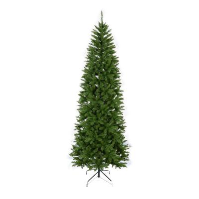 China Artificial Thin PVC Pre-Lit Christmas Tree Green Northern Valley Christmas Tree With White Lights Include Stand 5/6/7Ft for sale