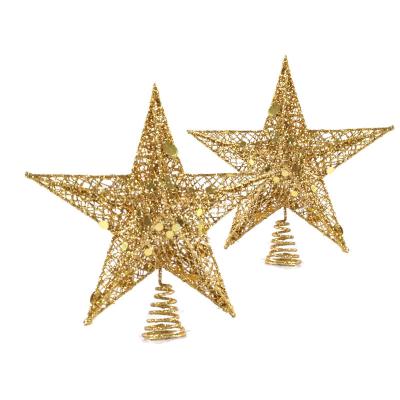 China Festival Stuff Christmas Tree Star Toppers For Christmas Decoration Gold Star For Christmas Tree Decoration Glitter for sale