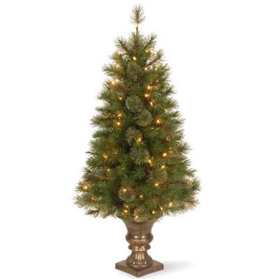 China Artificial PVC Tree for Entrances and Christmas Includes Pre-Stringed White Lights Montclair Fir with Stand for sale