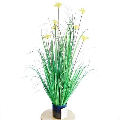 China Minimalist Large Artificial Yellow Silk Faux Silk Onion Grass Plastic Shrubs Flowers For Home Indoor Outdoor Decoration for sale