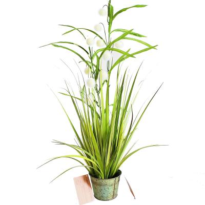 China Eco-friendly Artificial Onion Grass in Potted Plant Faux Bonsai Simulated Snowball Grass for Home Indoor Outdoor Decor for sale