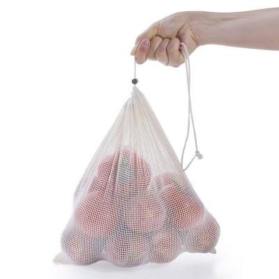 China Reusable / Eco Friendly Eco - Friendly Organic Cotton Mesh Bag Storage Shopping Bag For Vegetables And Fruits for sale