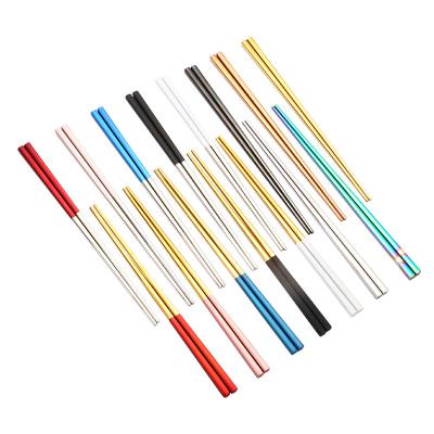 China Reusable Custom Logo Titanium Metal Chopsticks Viable Korean Chopsticks 23CM for sale